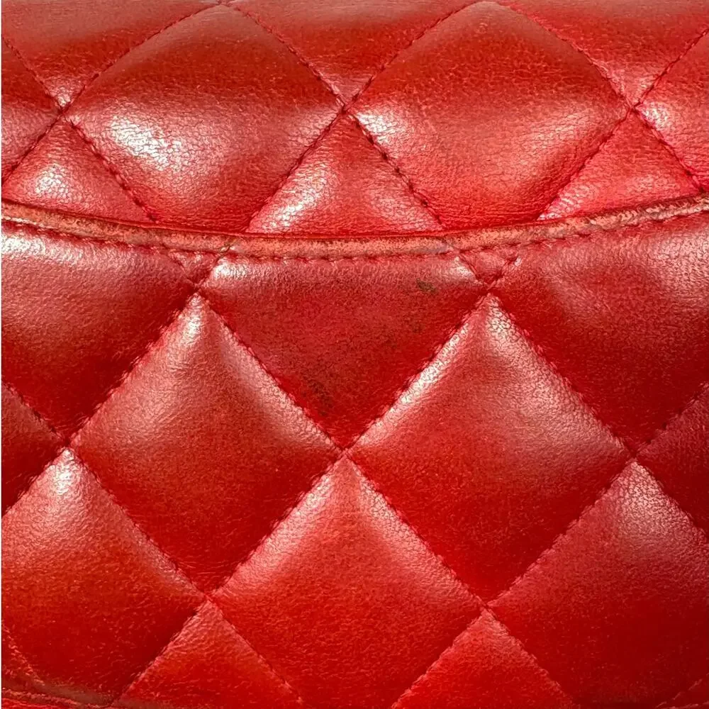 CHANEL red lambskin